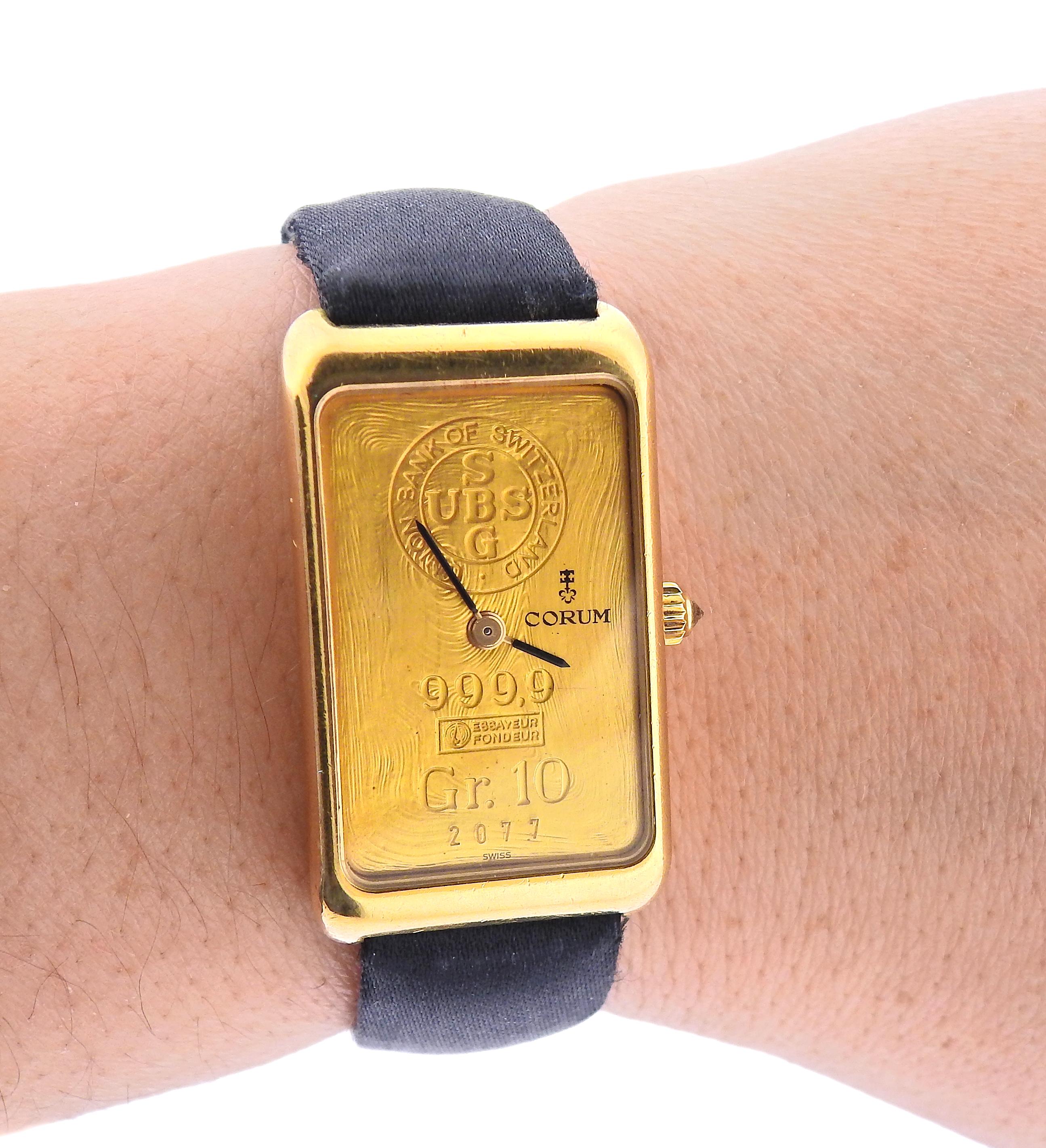 Corum Ingot 10 Gram 999.9 Gold Watch In Excellent Condition In New York, NY