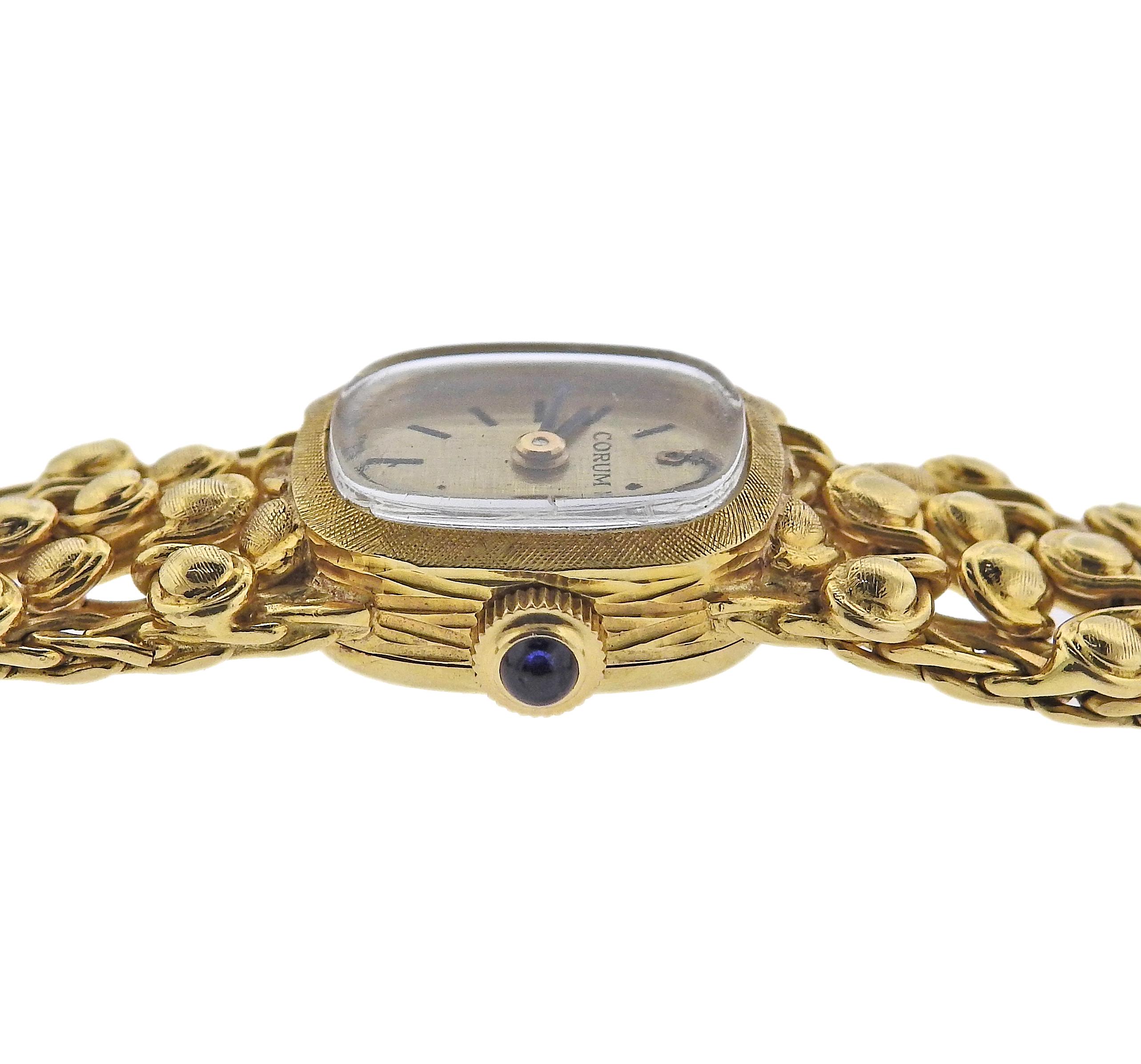 Corum Mid Century Gold Lady's Watch Bracelet In Excellent Condition In New York, NY