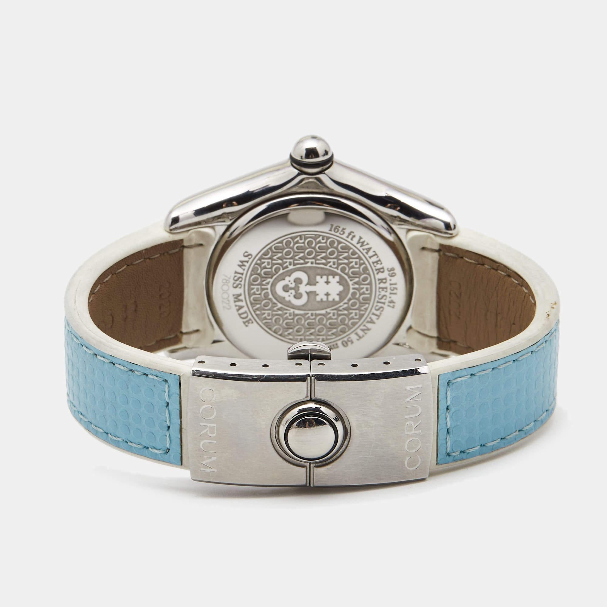 A meticulously-crafted watch holds the promise of enduring appeal, all-day comfort, and investment value. Carefully assembled and finished to stand out on your wrist, this authentic Corum diamond timepiece is a purchase you will cherish.


