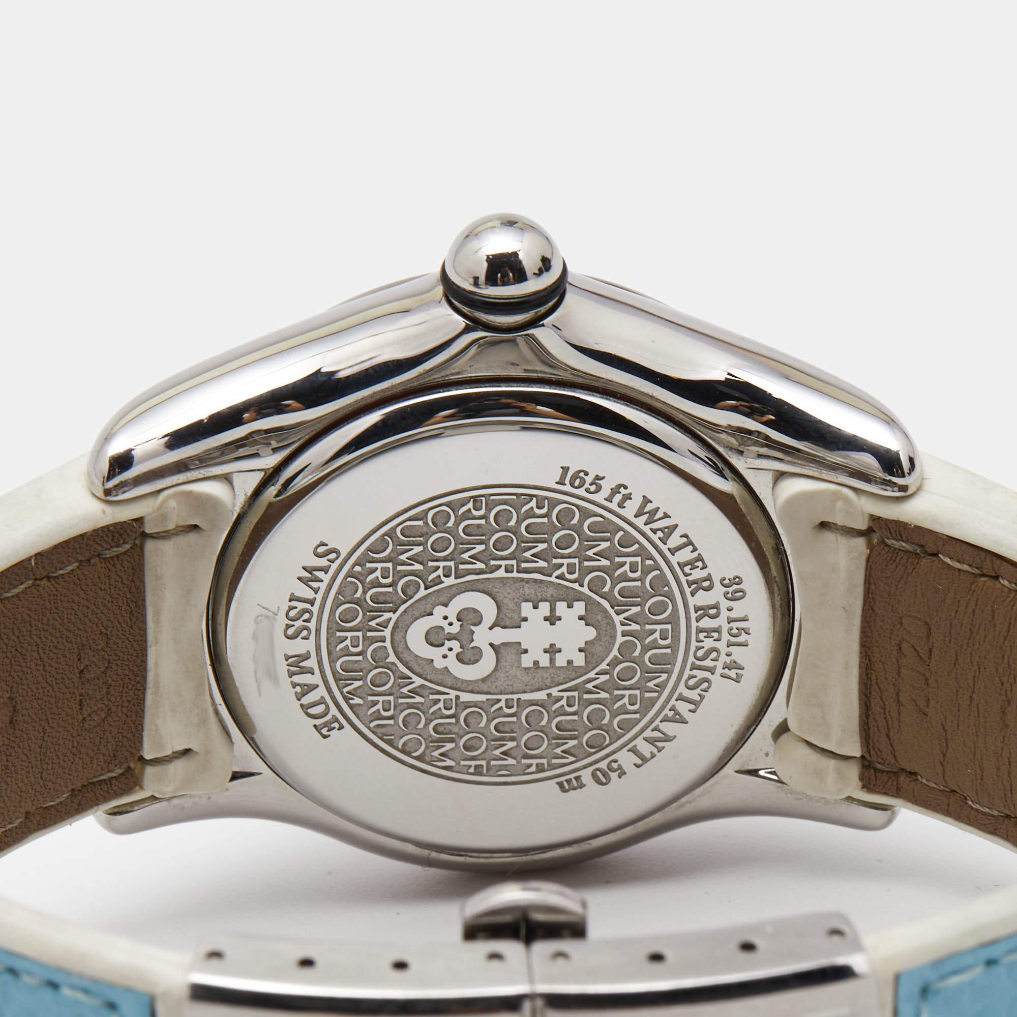Contemporary Corum Mother Of Pearl Stainless Steel Diamond Bubble Women's Wristwatch 36 mm