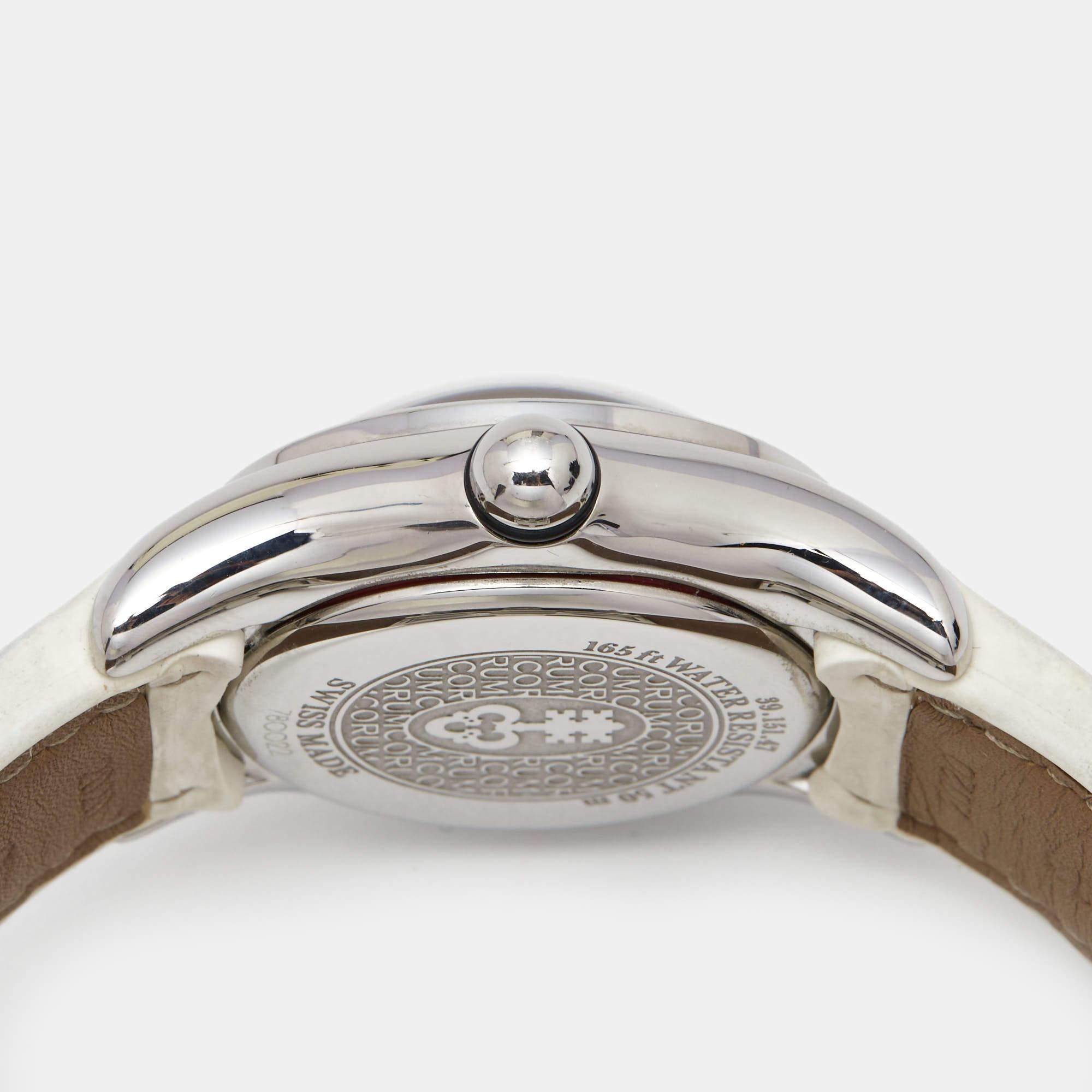 Uncut Corum Mother Of Pearl Stainless Steel Diamond Bubble Women's Wristwatch For Sale