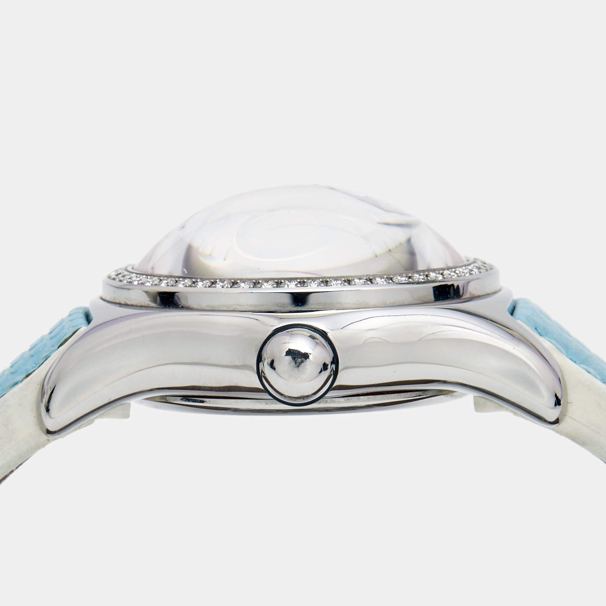 Corum Mutter der Perle Edelstahl Diamant Blase Damen Armbanduhr im Angebot 2