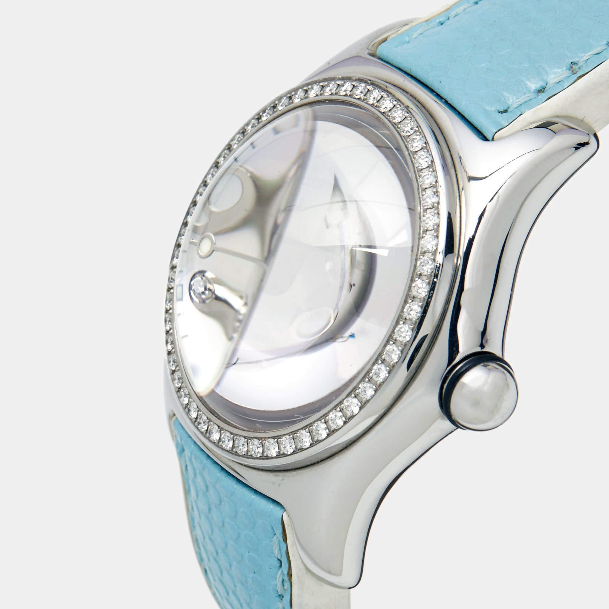 Corum Mutter der Perle Edelstahl Diamant Blase Damen Armbanduhr im Angebot 3