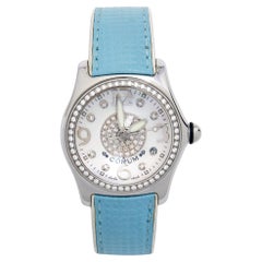 Corum Mother Of Pearl Stainless Steel Diamond Bubble Women's Wristwatch