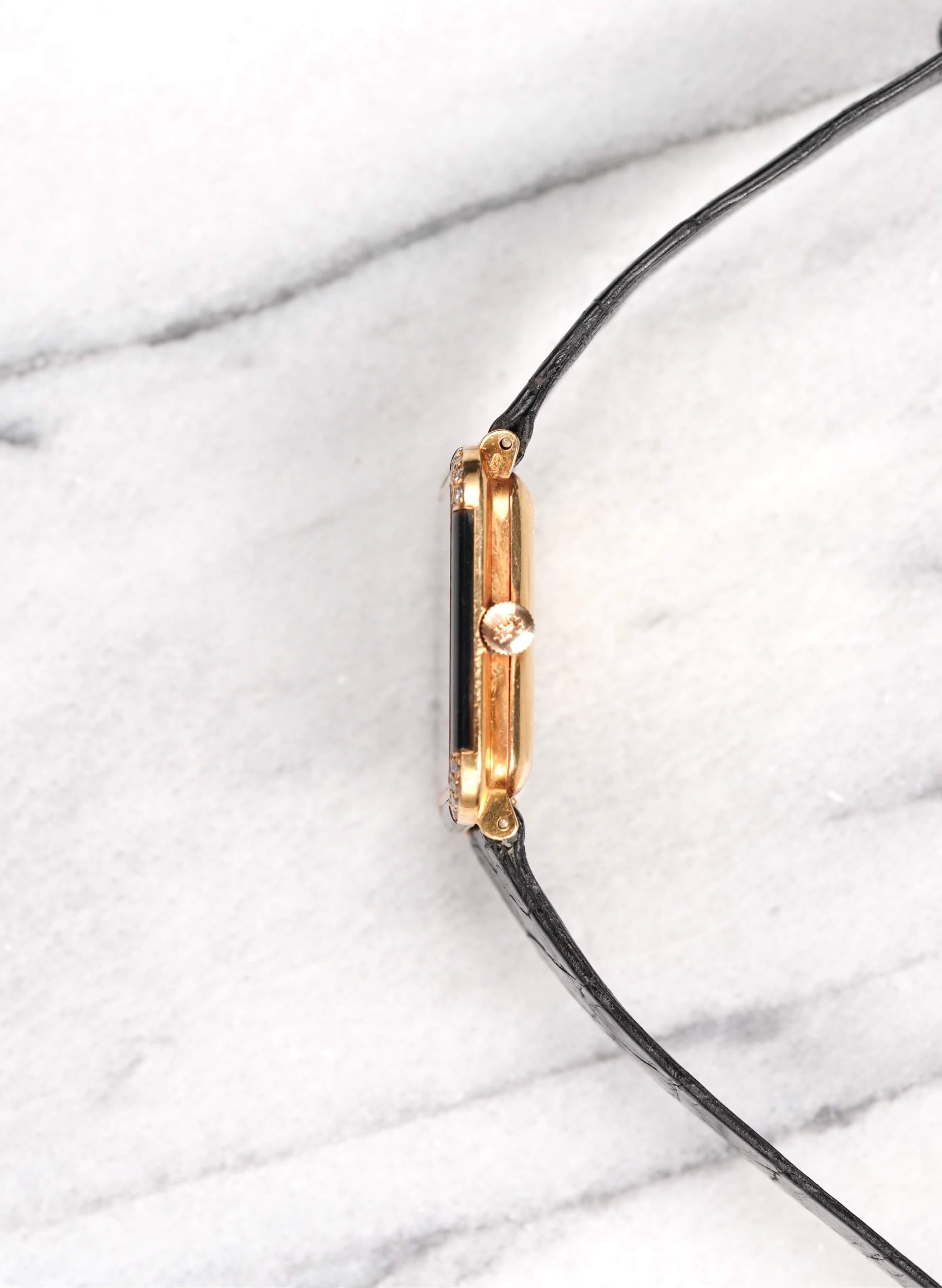 Women's or Men's Corum Onyx Tank Watch in 18K Yellow Gold, 1980s For Sale