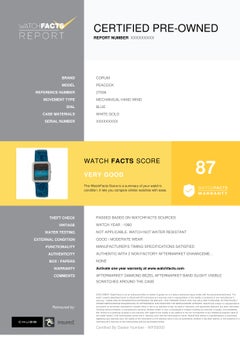 Corum Peacock 27536, Blue Dial, Certified and Warranty