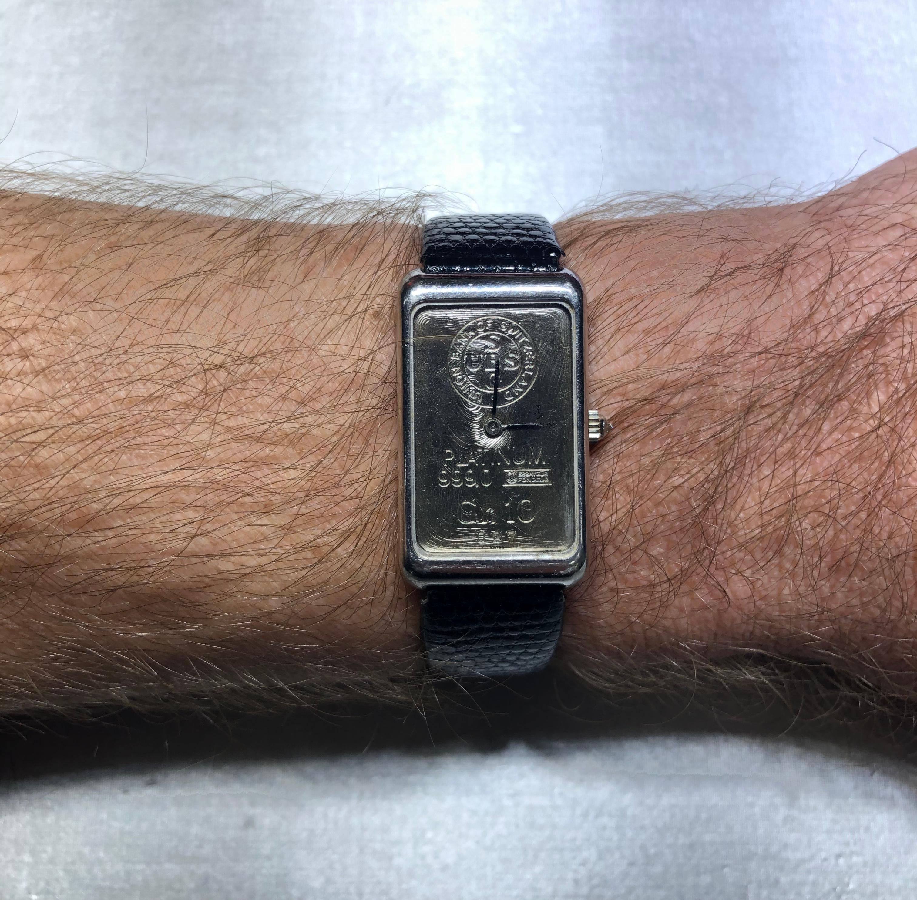 Modern Corum Platinum and Diamond Watch 10 Gram UBS Ingot Bar Rare