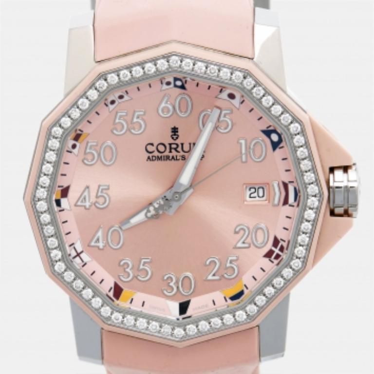Corum Harz Stahl Diamant Gummi Admiral's Cup 01.0033 Damenarmbanduhr 40 mm im Angebot 2