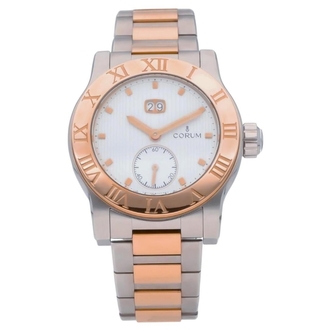 Corum Romulus 18K Rose Gold 2-Tone Champagne White Dial 42mm Watch Full Set For Sale