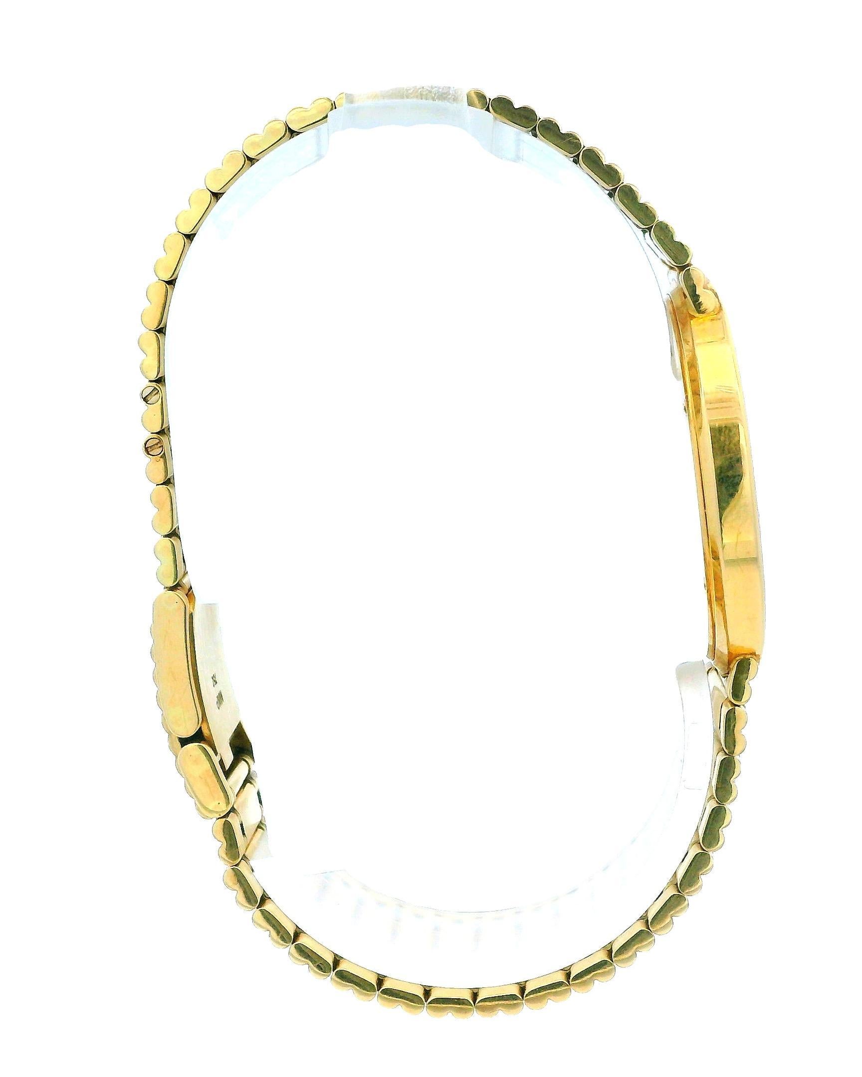 Corum Romulus 18K Yellow Gold Ruby Bag Bezel Reeded Link Bracelet For Sale 2
