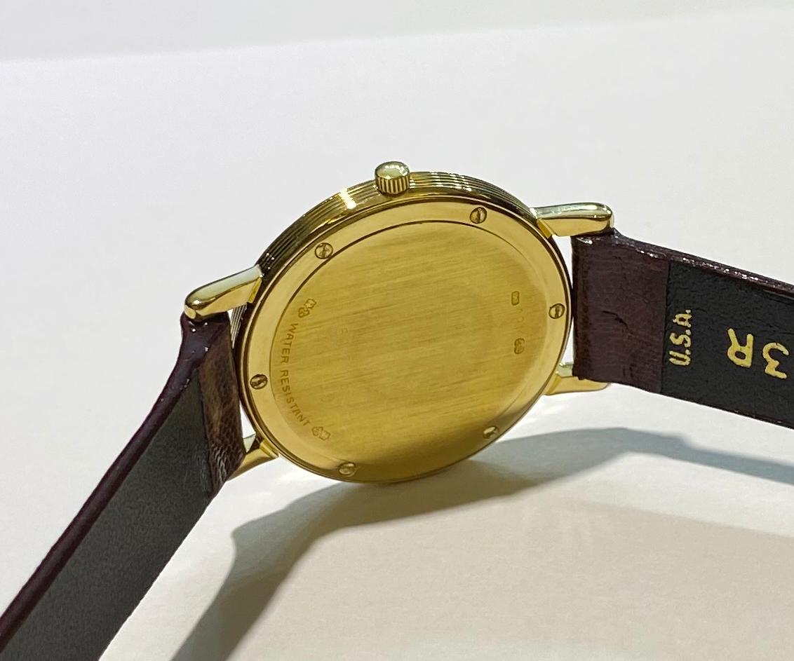 Round Cut Corum ROMVLVS 18 Karat Gold Quartz Watch Diamond Bezel For Sale