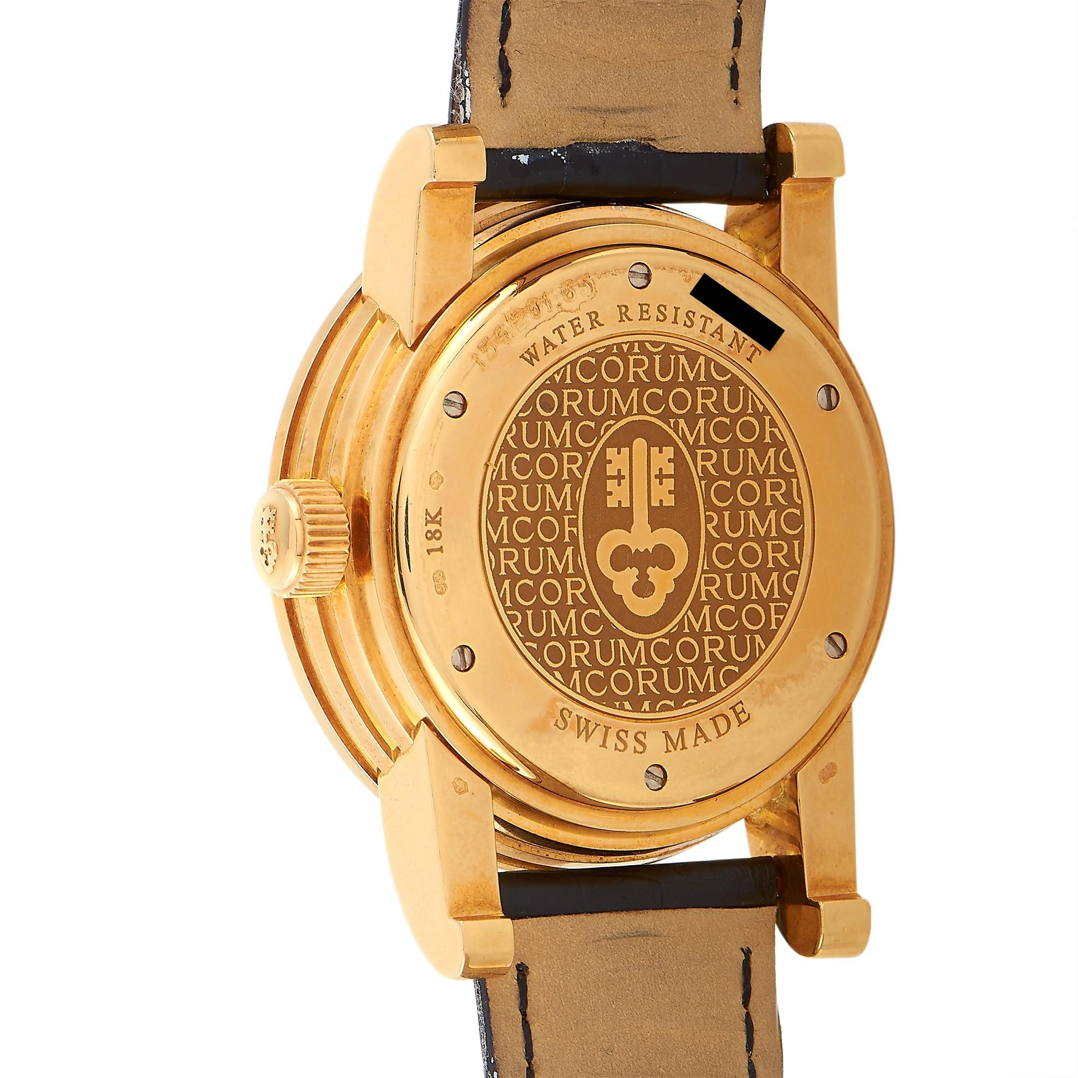 Round Cut Corum Rose Gold Diamond Flower Dial Watch 154.201.65