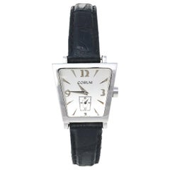 Corum Silver Stainless Steel Leather Trapeze 105.404.20 Women's Wristwatch 29 mm