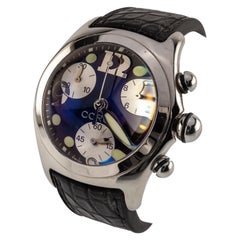 Corum Stainless Steel Chrono Bubble Quartz Men's Watch Leather Band 396.150.20