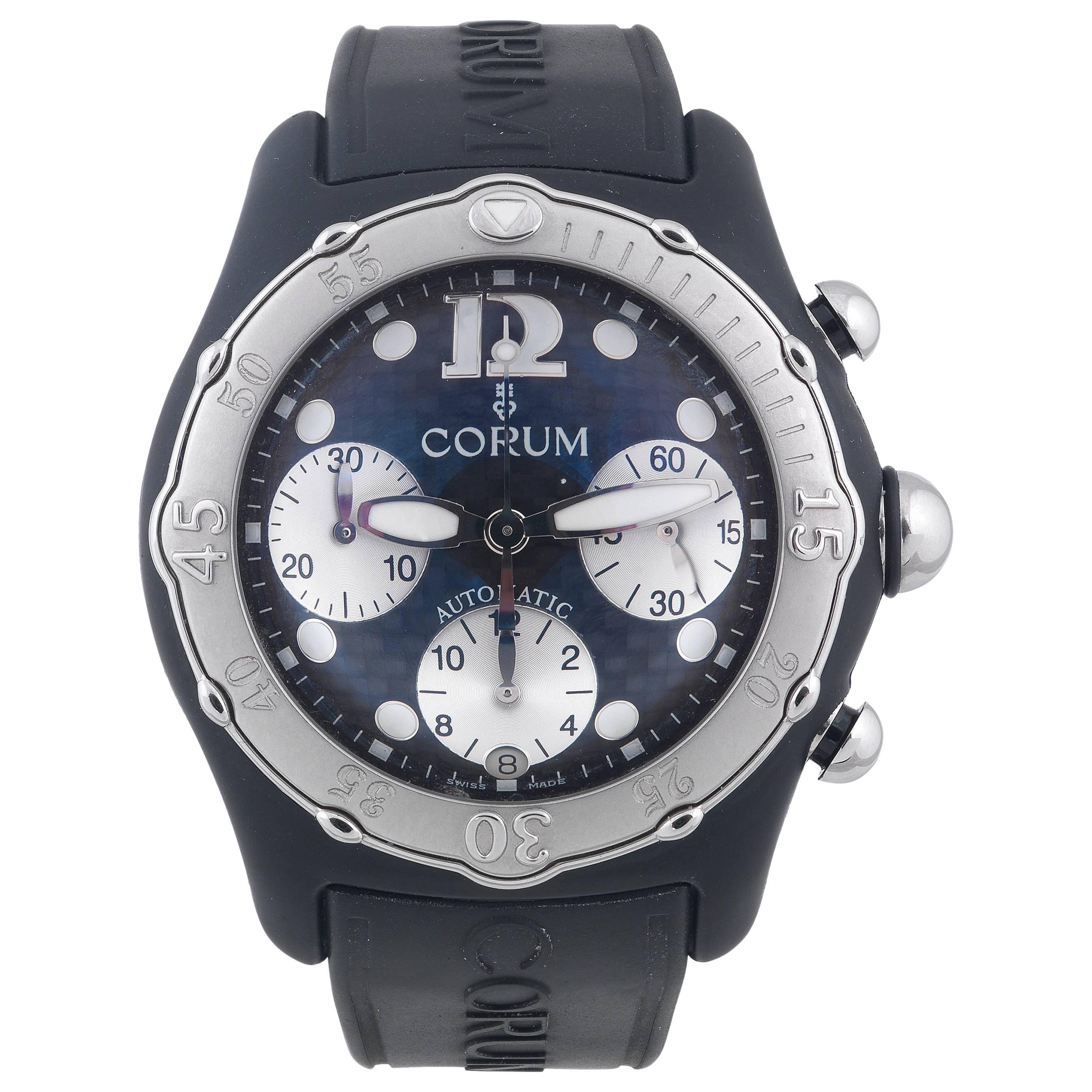 Corum Stainless steel rubber Bubble Midnight Chronograph Automatic wristwatch