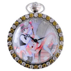 Vintage Corum Sterling Silver Erotic "Ball" Desk Clock with Enamel Dial Limited Edition