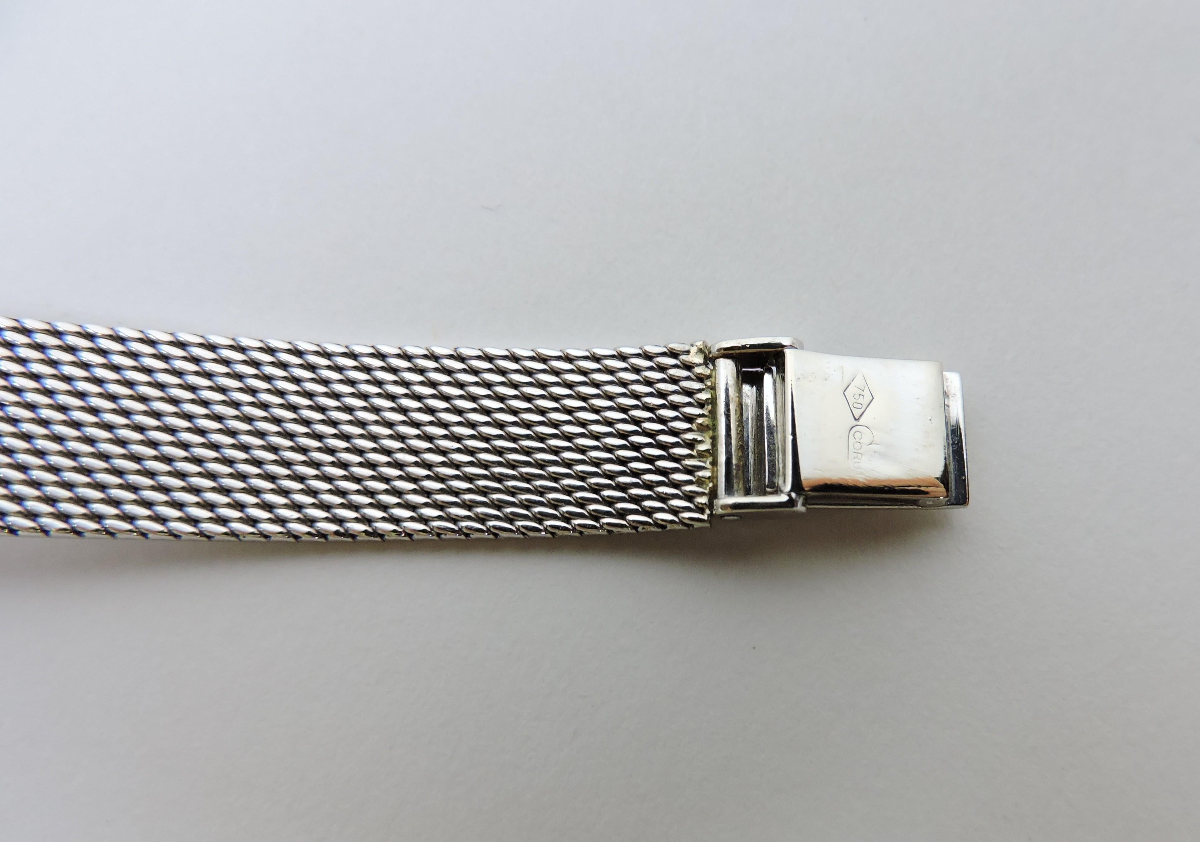 Corum Swiss 18K White Gold Mid Century Modern Ladies's Watch Damenuhr  (Mitte des 20. Jahrhunderts) im Angebot