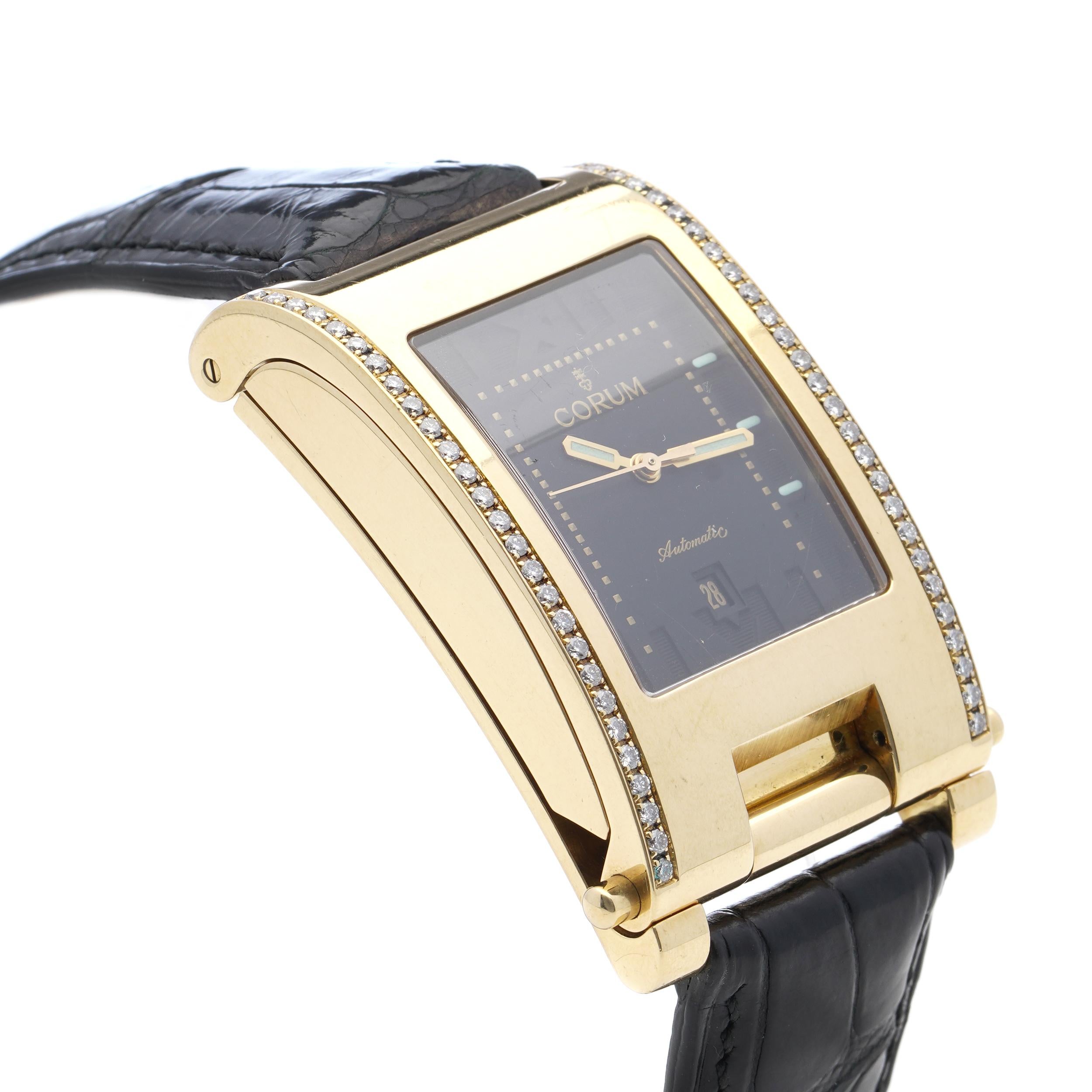 Corum Tabogan 18karat Yellow Gold and Diamonds Unisex Wristwatch For Sale 5