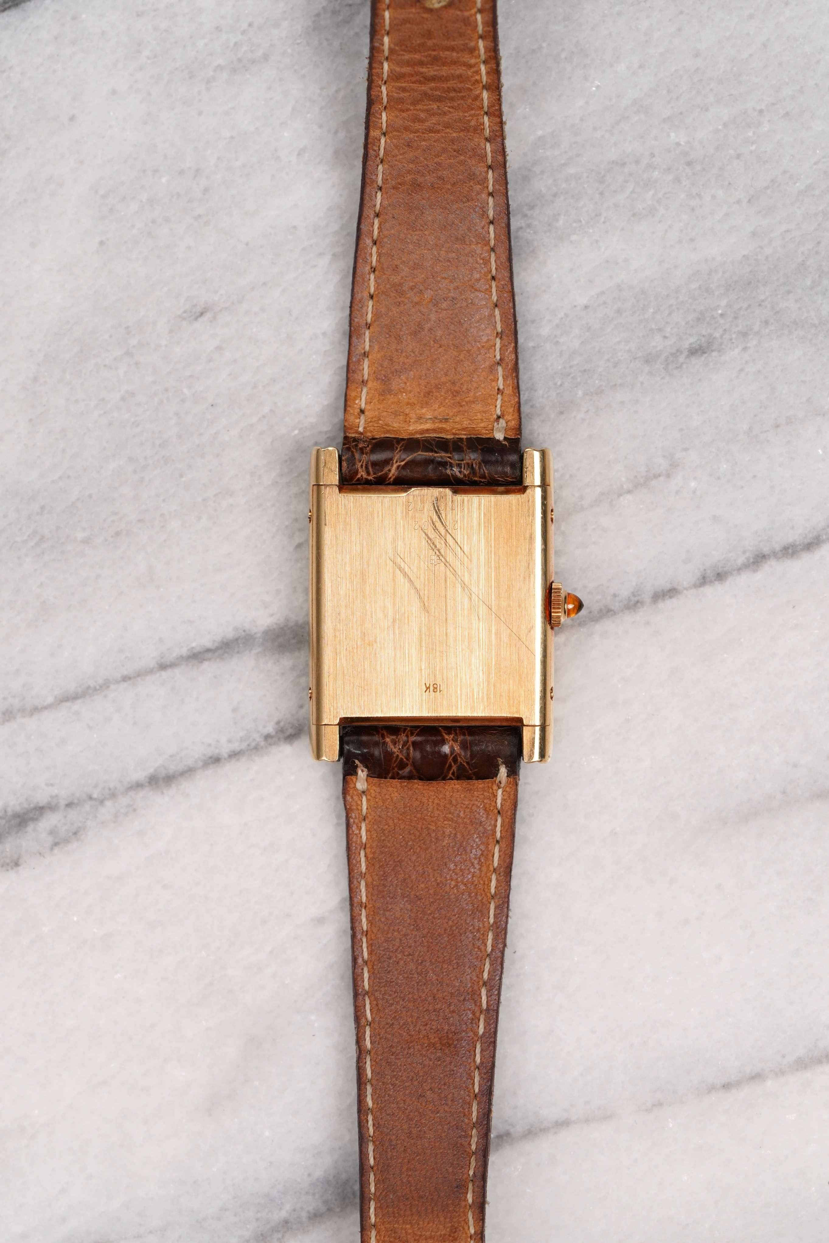 Women's Corum Tank Watch in 18K Yellow Gold with Pheasant Dial, 1970–80s For Sale