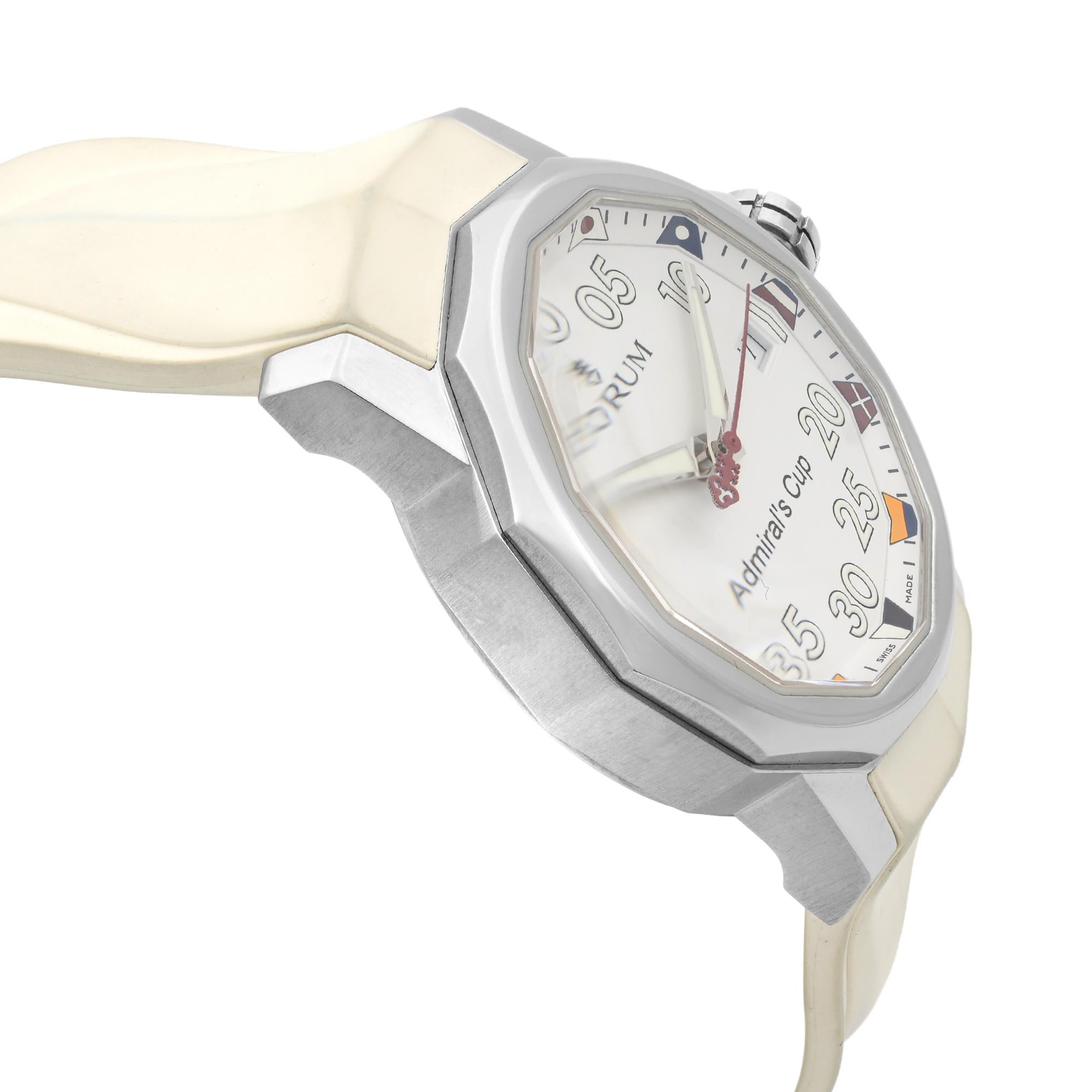 Corum The Admiral's Cup Steel White Dial Automatic Mens Watch 01.0010 In Good Condition In New York, NY