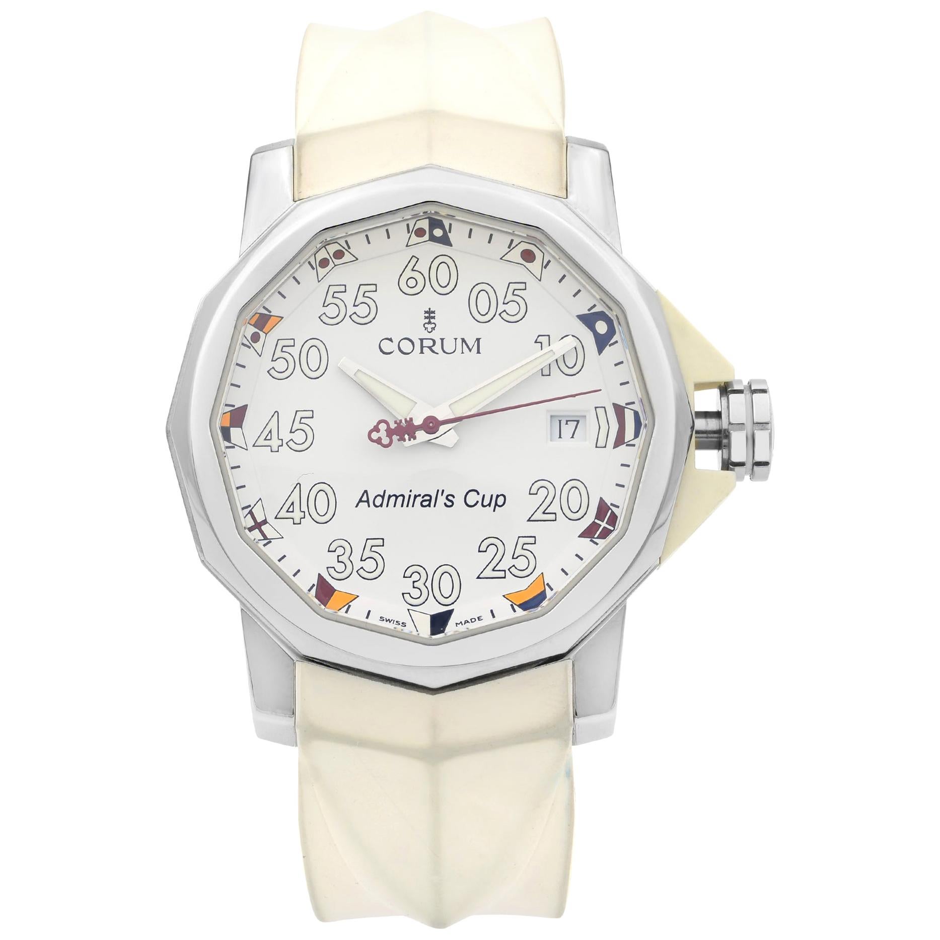 Corum The Admiral's Cup Steel White Dial Automatic Men's Watch 01.0010