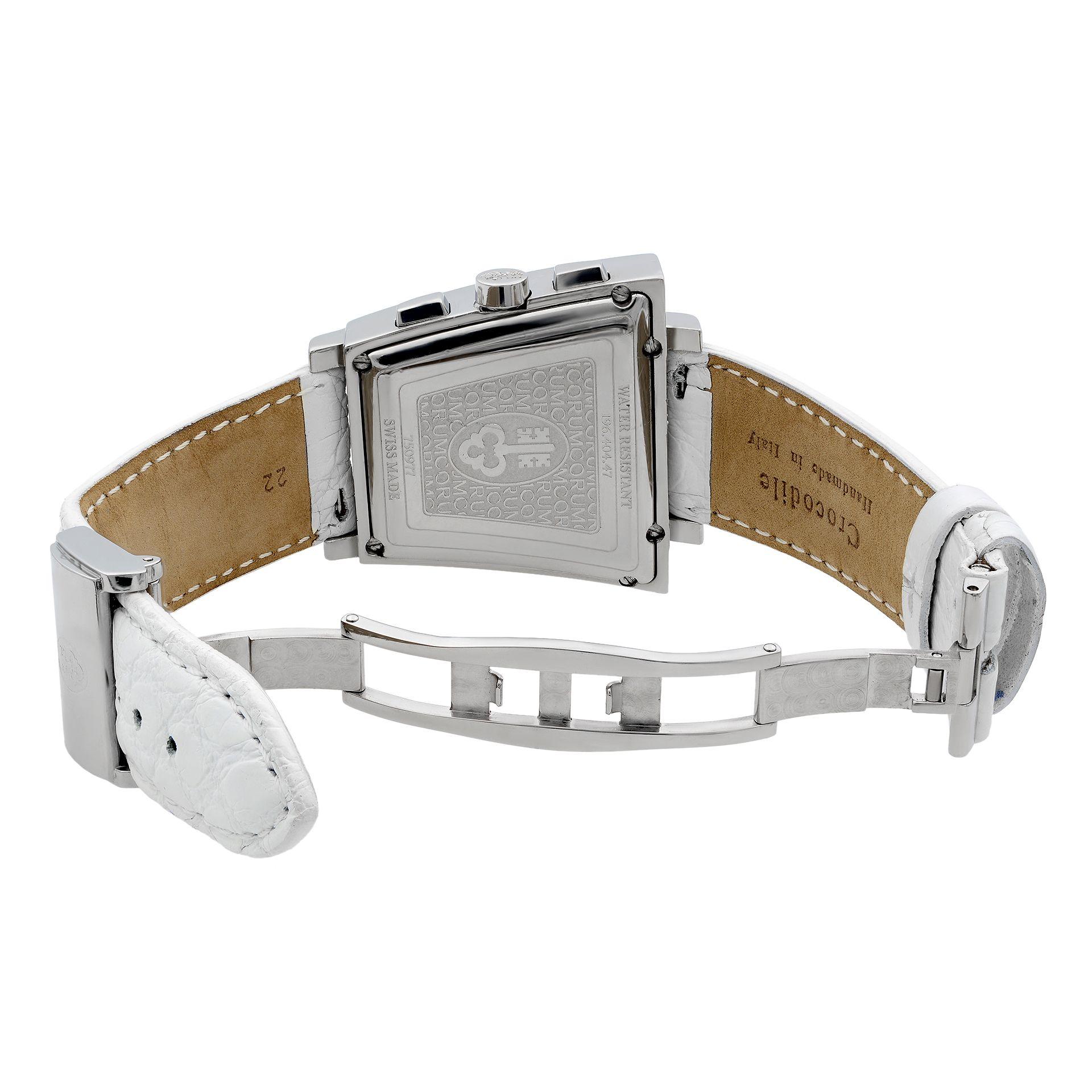 Corum Trapeze Stainless Steel Diamond MOP Dial Quartz Ladies Watch 196.404.47 In Excellent Condition In New York, NY