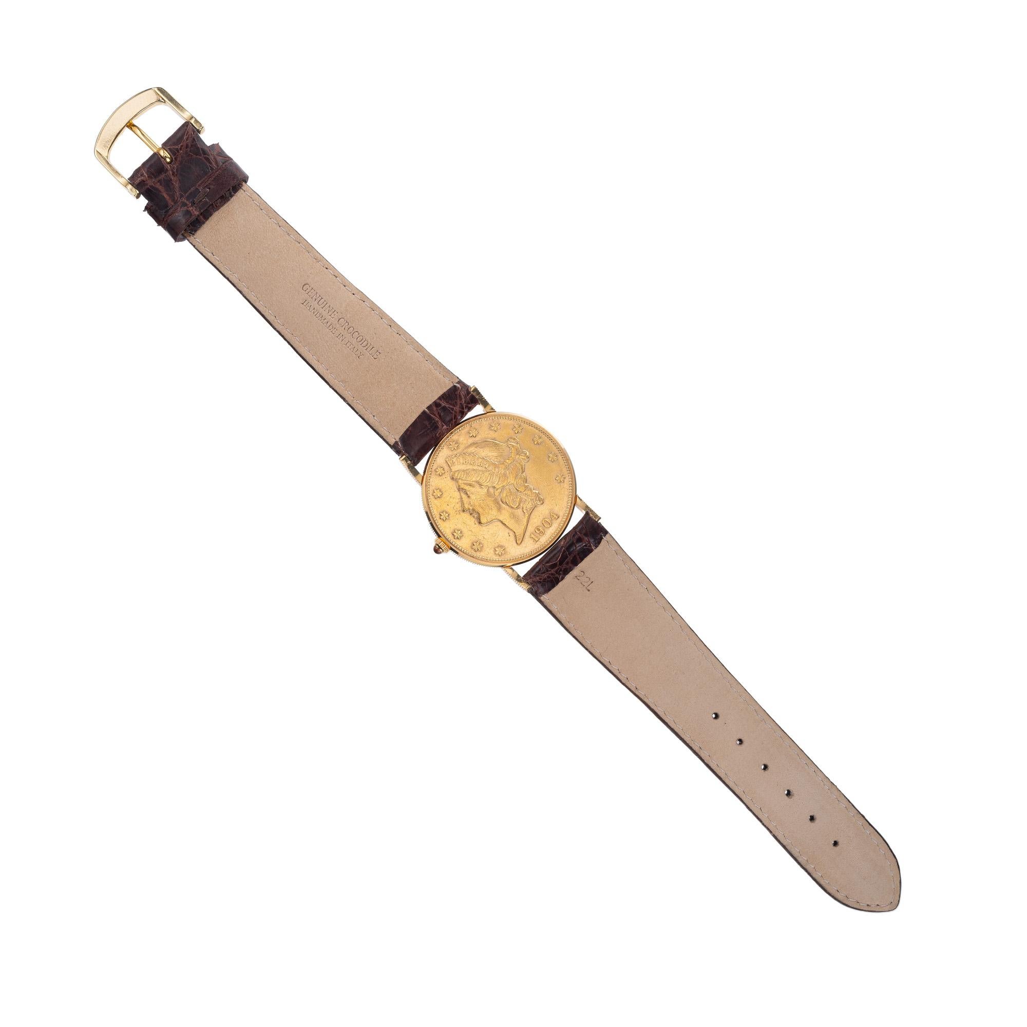 Corum US Twenty Dollar Coin Yellow Gold Men's Wristwatch For Sale 1