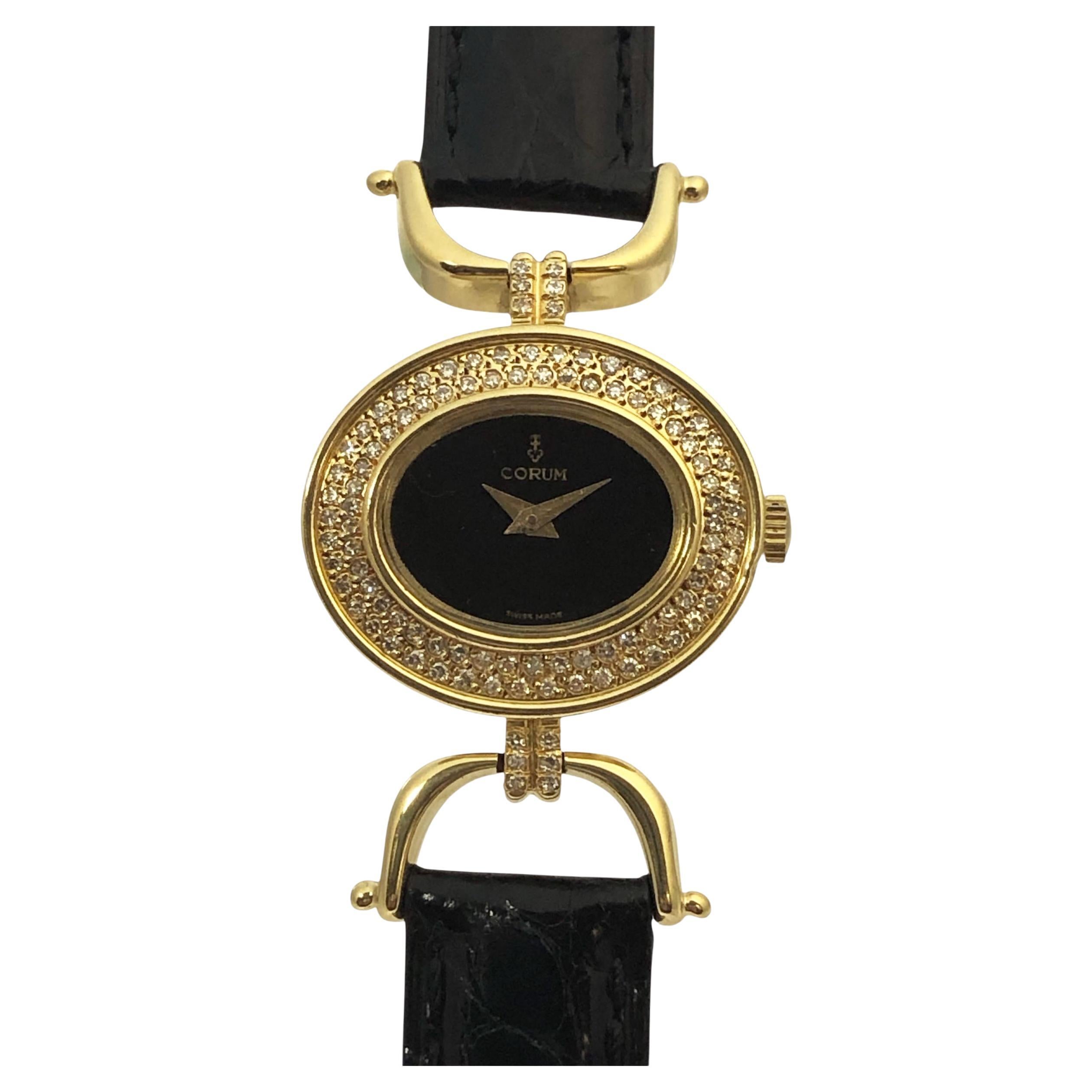 Corum vintage Montre-bracelet pour dames en or jaune et diamants