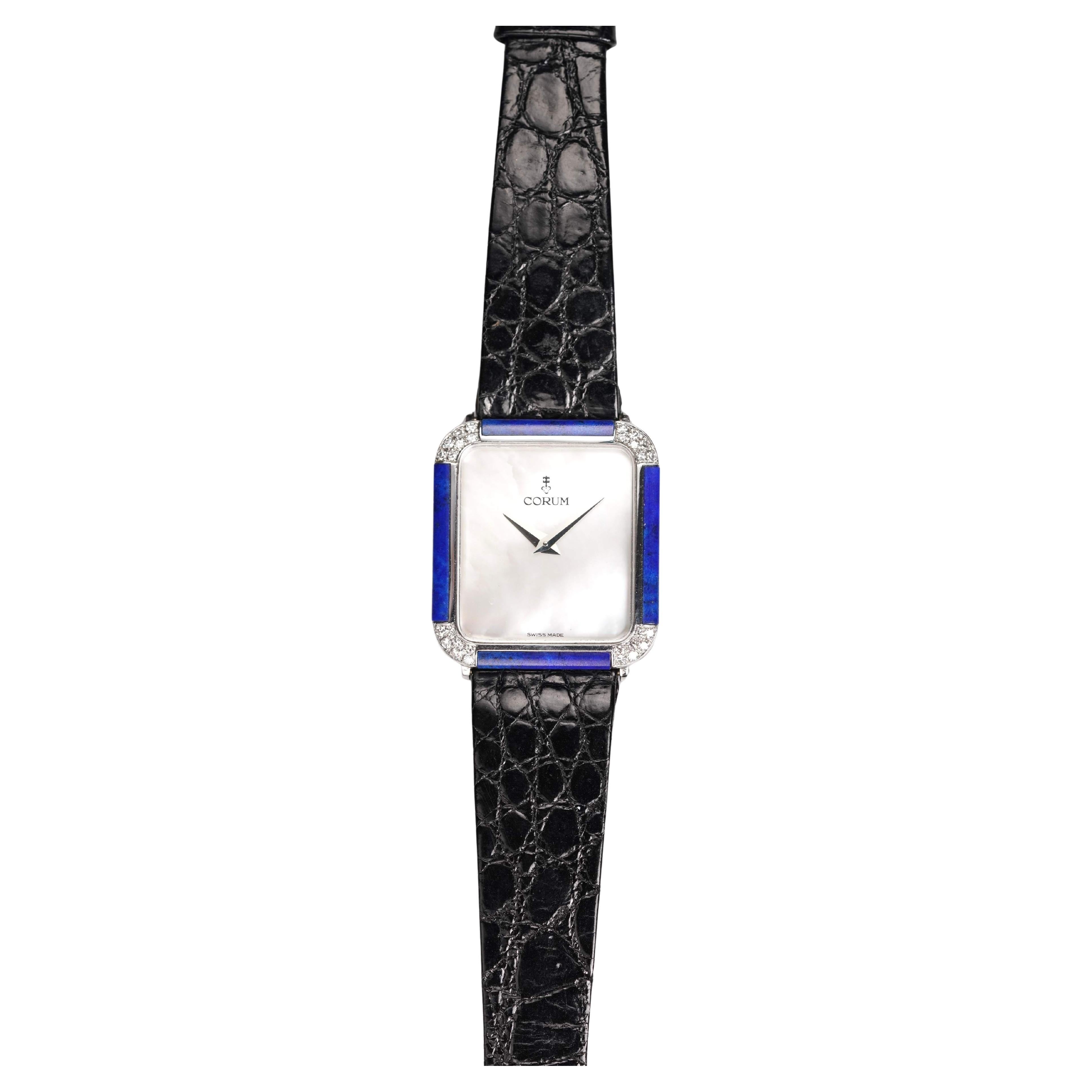 Corum Watch with MOP Dial in 18K White Gold, 1980s