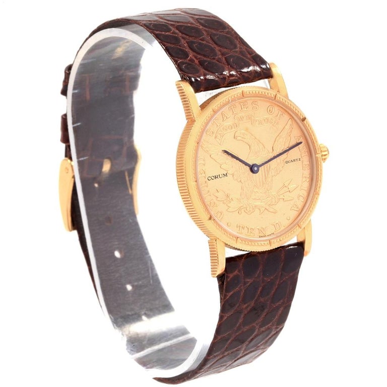 Corum Yellow Gold 10 Dollars Coin Diamond Ladies Watch ...