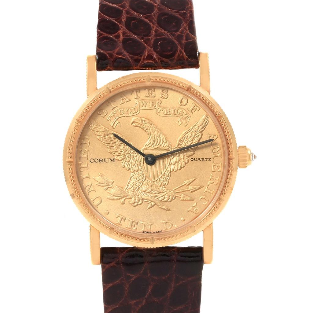 Corum Yellow Gold 10 Dollars Coin Diamond Ladies Watch Year 1881