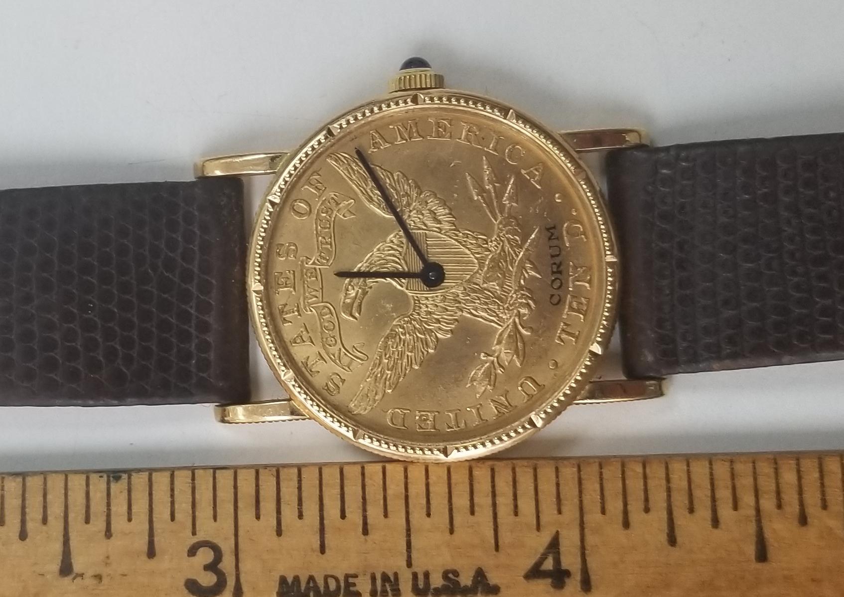 Contemporary Corum Yellow Gold 10 Dollars Coin Diamond Ladies Watch Year 1902