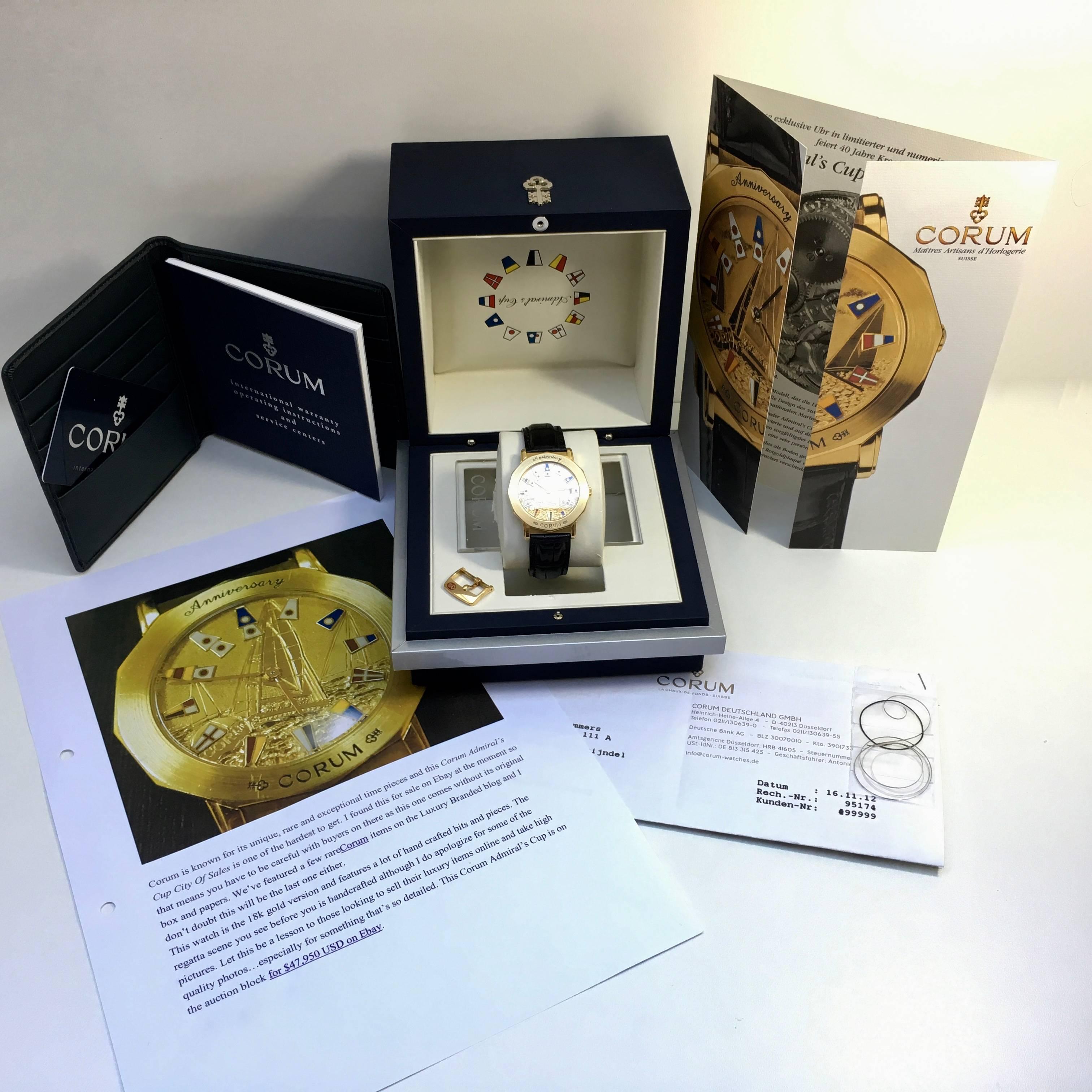 Corum Yellow Gold Admiral's Cup Anniversary Ltd Ed mechanical Wristwatch, 1995 8