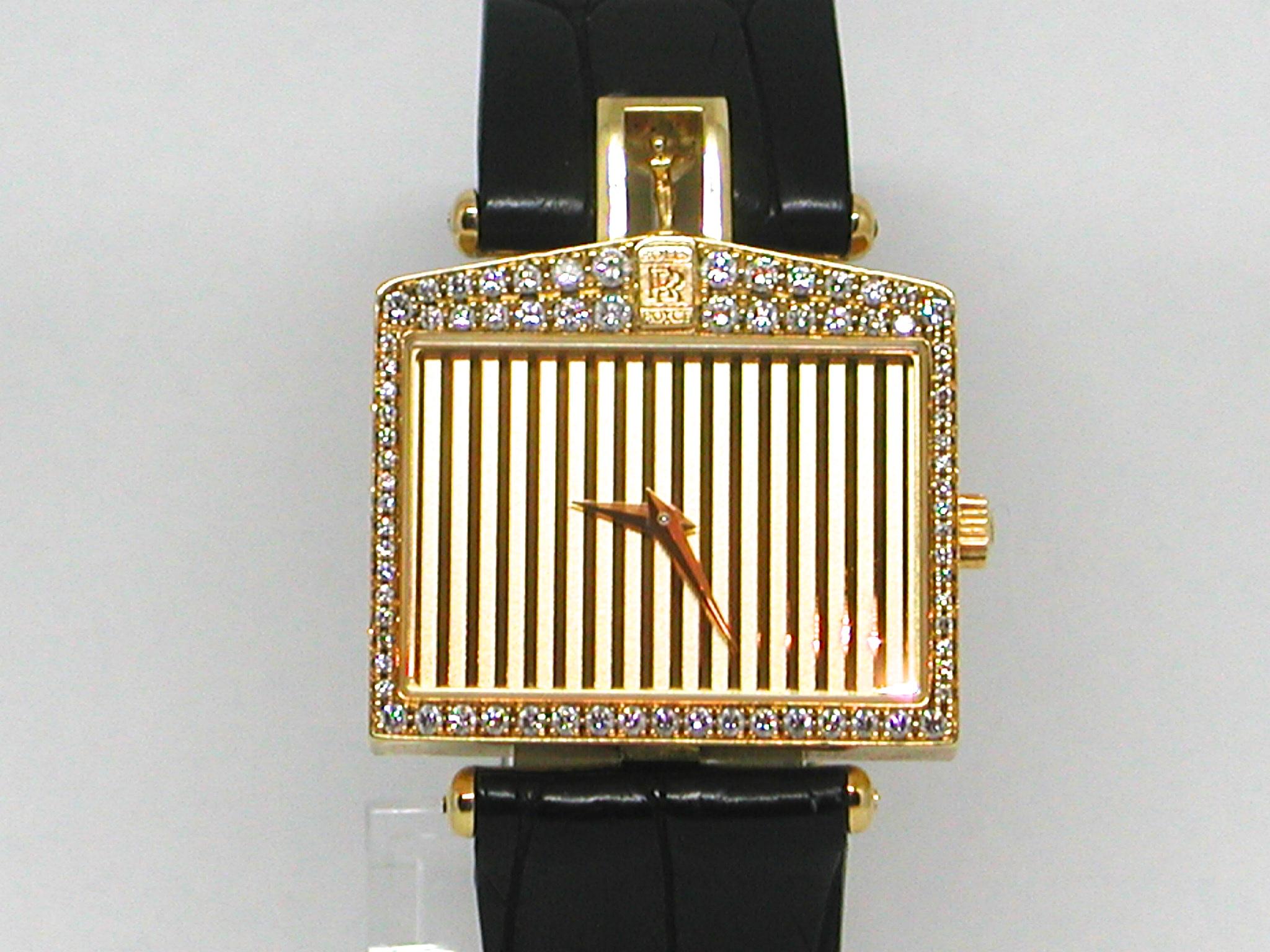 Round Cut Corum Yellow Gold Diamond Rolls Royce Ltd Ed Mechanical Wristwatch