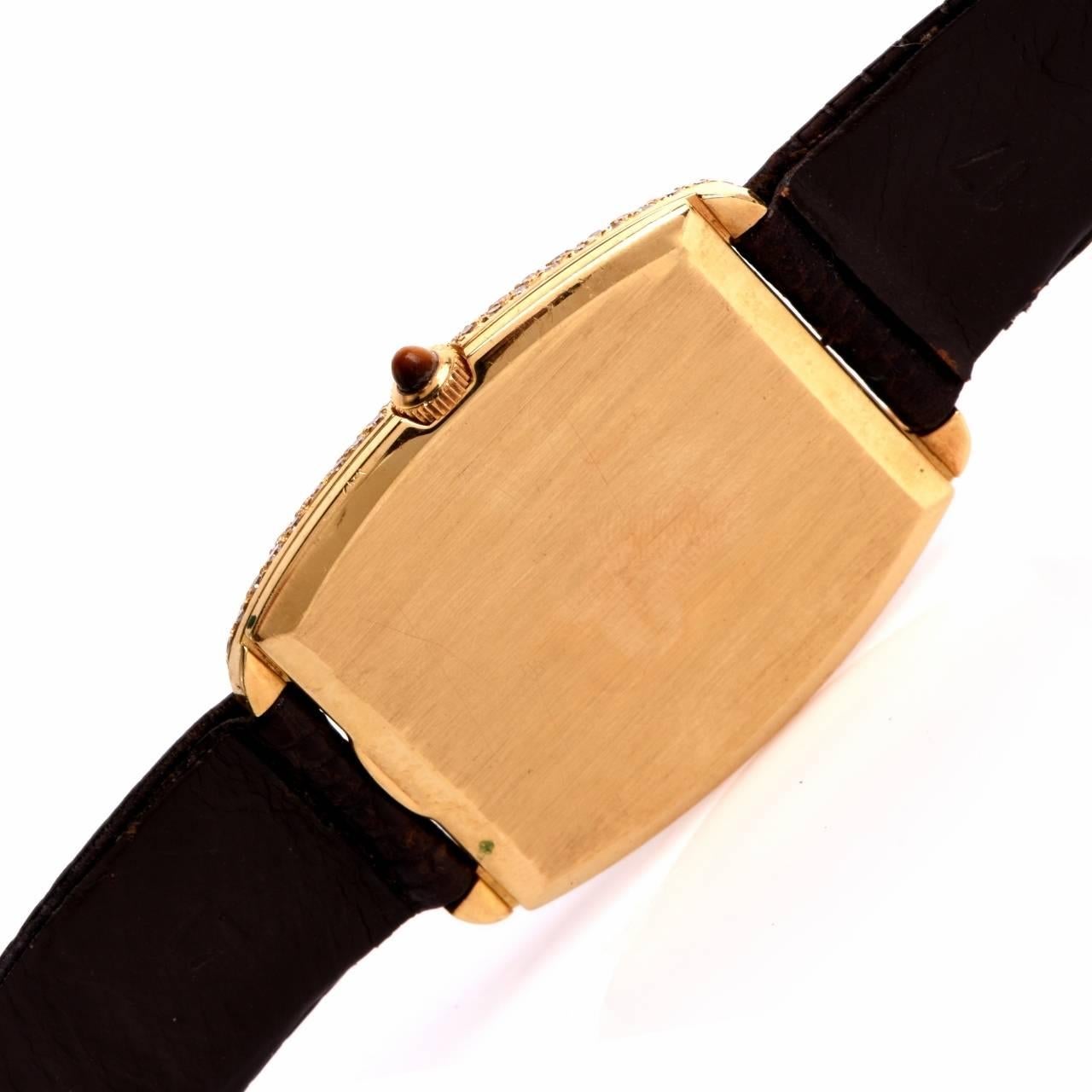 Corum Yellow Gold Diamond Tiger Eye Dial Mechanical Wristwatch In Good Condition In Miami, FL