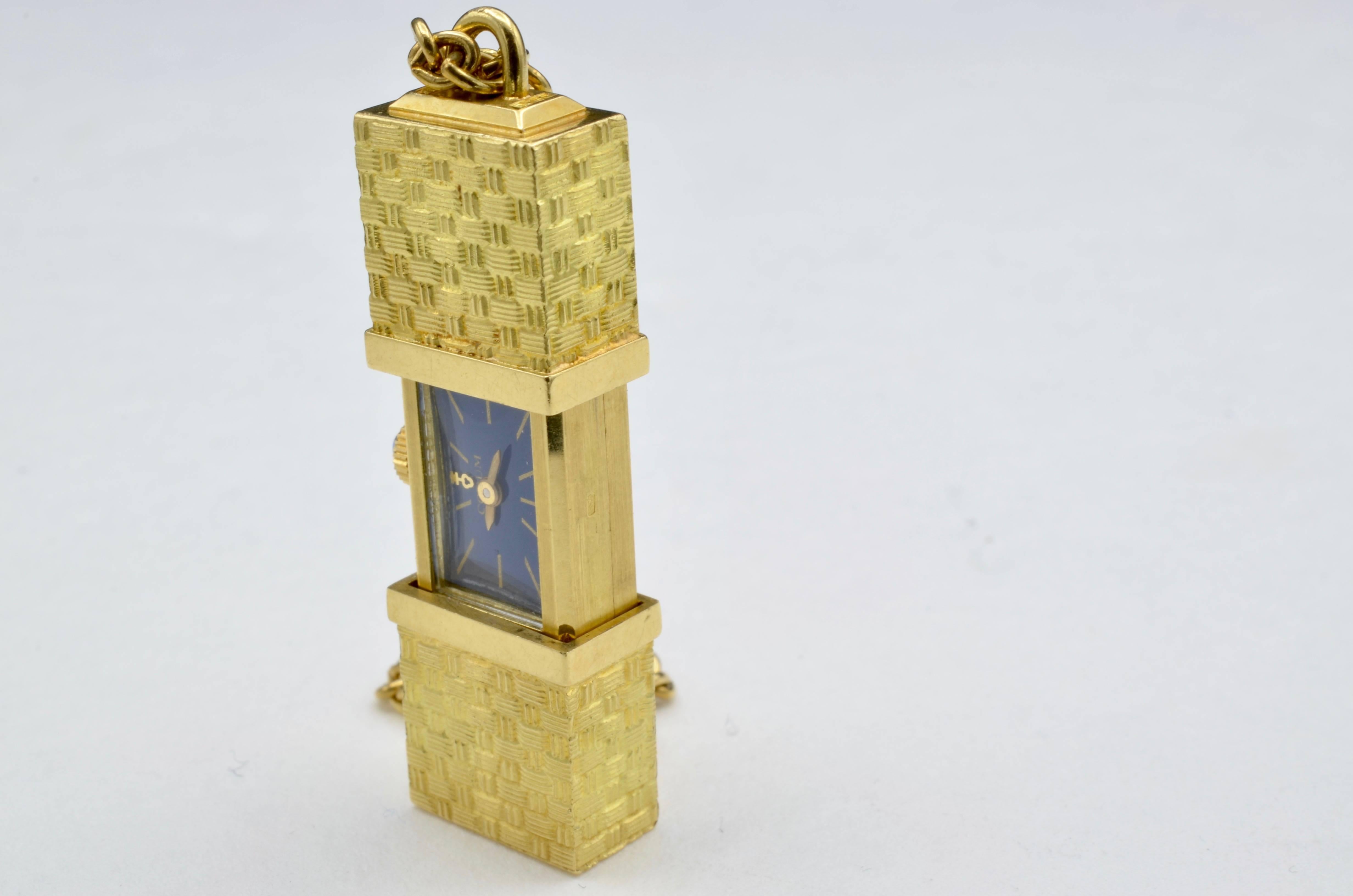 Women's or Men's Corum Watch Secret Opening yellow gold Sapphire Charm Bracelet 1970