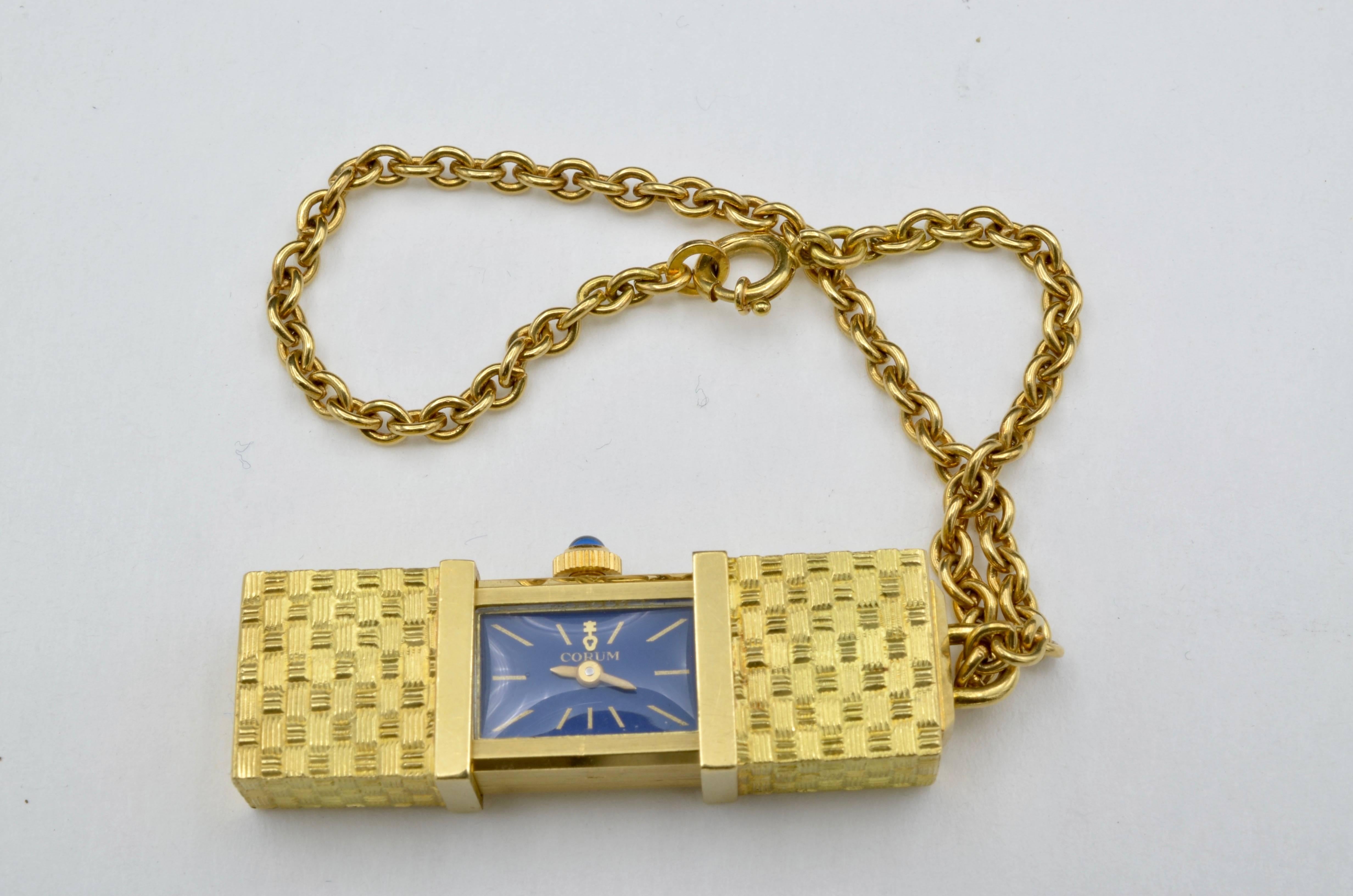Corum Watch Secret Opening yellow gold Sapphire Charm Bracelet 1970 3