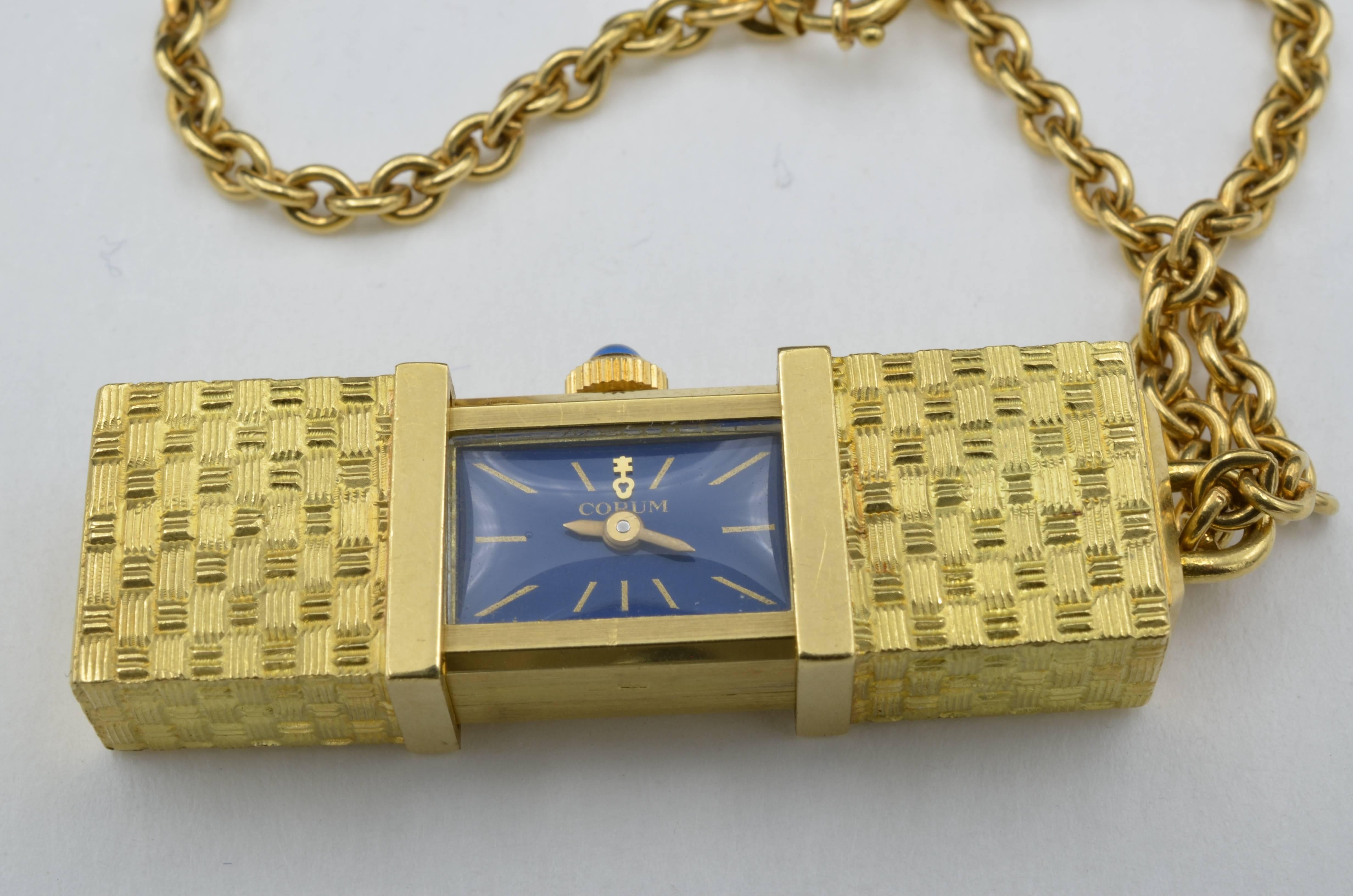 Corum Watch Secret Opening yellow gold Sapphire Charm Bracelet 1970 4