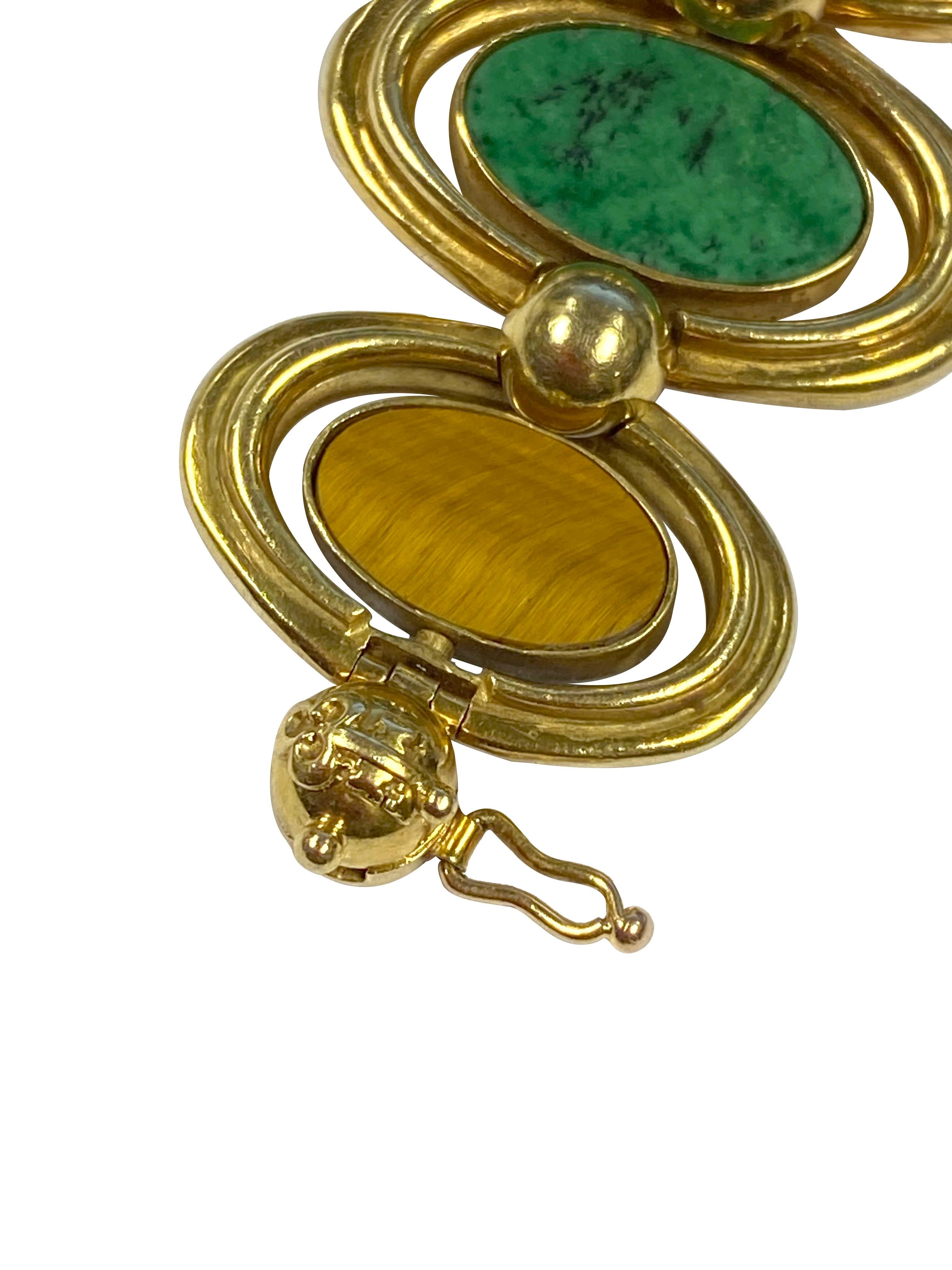Corum Yellow Gold Tiger Eye and Malachite reversible 1980s Wrist Watch 3