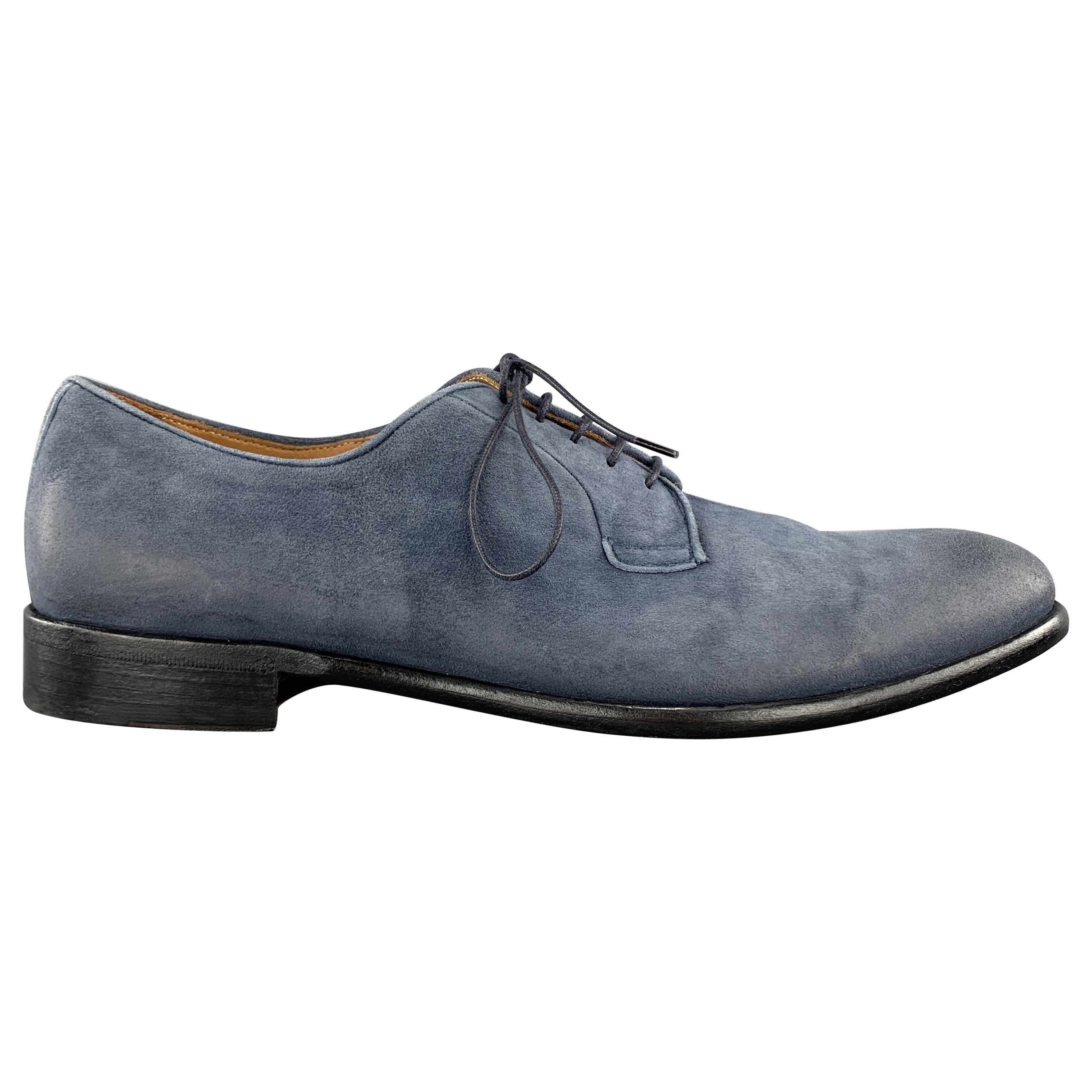 CORVARI Size 10.5 Navy Antique Suede Lace Up Dress Shoes For Sale at 1stDibs