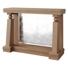 Consola / Mesa de entrada "Corvaux" de roble con espejo églomisé de Christiane Lemieux Consola / Mesa de entrada "Corvaux" de roble con espejo églomisé de Christiane Lemieux