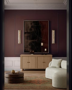 "Corvaux" Oak Credenza with Brass Inlay by Christiane Lemieux