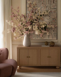 "Corvaux" Oak Credenza with Brass Inlay by Christiane Lemieux