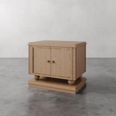 "Corvaux" Oak Nightstand / Endtable with Brass Inlay by Christiane Lemieux