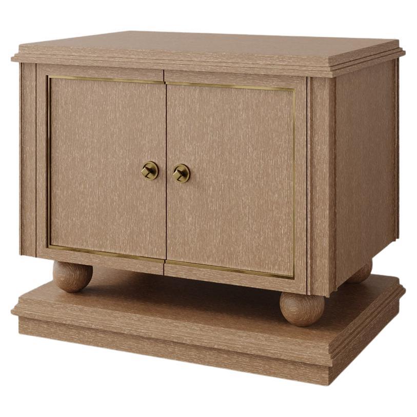 "Corvaux" Oak Nightstand / Endtable with Brass Inlay by Christiane Lemieux