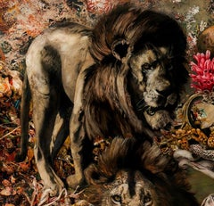 El paseo del león - Siglo XXI, Contemporáneo, Pintura figurativa, Óleo sobre lienzo