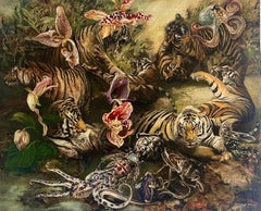 Tiger - 21. Jahrhundert, Zeitgenössisch, Figurative Malerei, Öl, Leinwand, Tiere