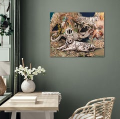 White Tigers and Octopuses - 21st Century, Contemporary, Figurative Oil Painting
