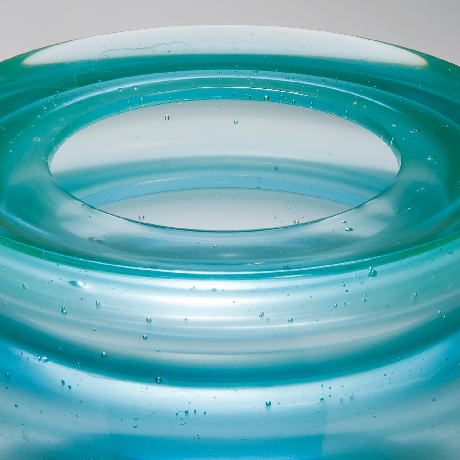 Corymb, a Unique Aqua/Turquoise Glass Art Work and Centrepiece by Paul Stopler 3