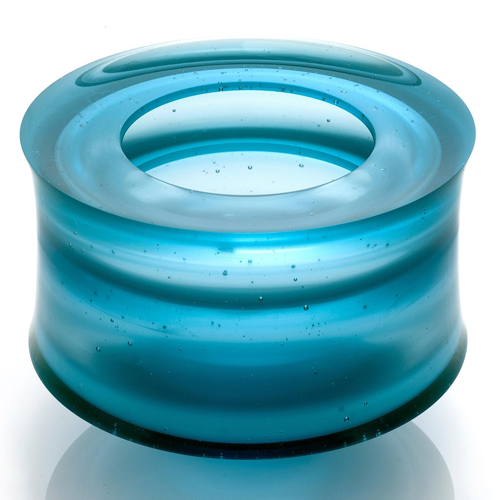 Corymb, a Unique Aqua/Turquoise Glass Art Work and Centrepiece by Paul Stopler In New Condition In London, GB